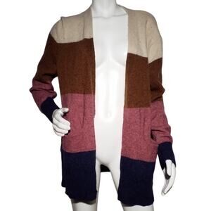 Madewell Kent Striped Cardigan Sweater | Heather Quinoa | Size Large